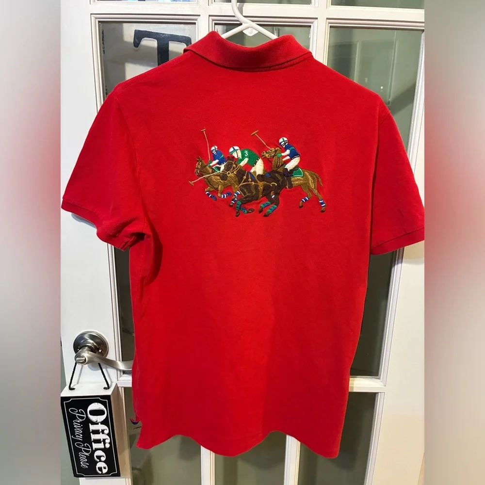 Polo Ralph Lauren Custom Red Crest Polo Big Pony Polo Match Embroidered Y2K